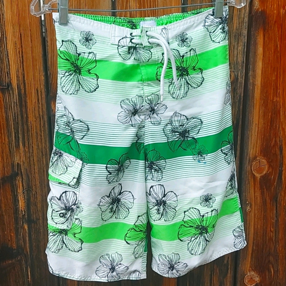 Green Hawaiian swim trunks